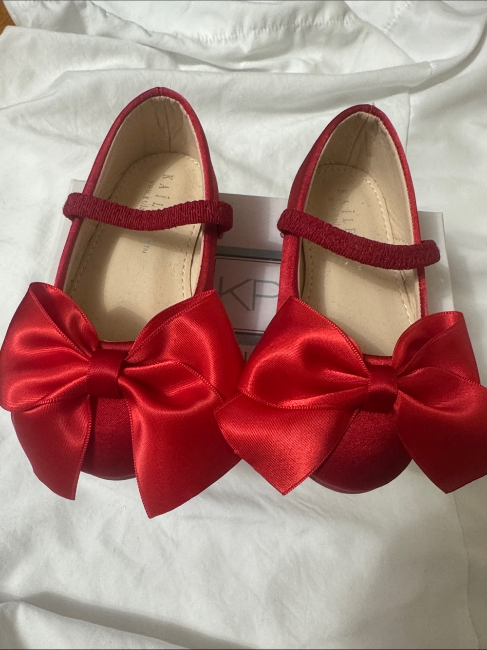 Girls Satin Red Bow Mary Jane Dress Shoes